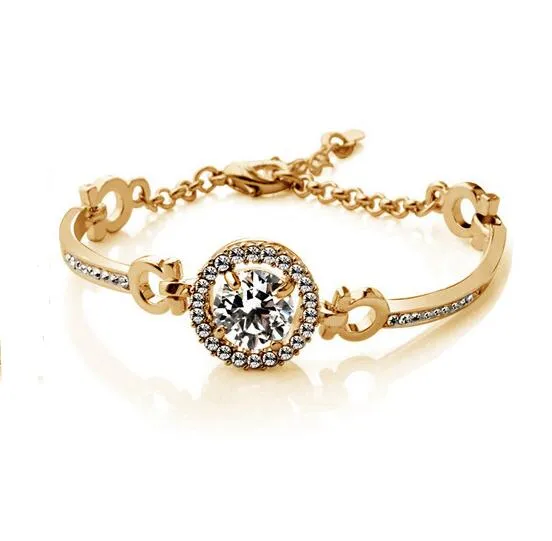 Fashion 18k Gold Argent Plaqué Autrichien Cristal Charm Bracelet pour femme Haute Qualité Mariage Bijoux Nice cadeau 2 couleurs Wholesale Prix
