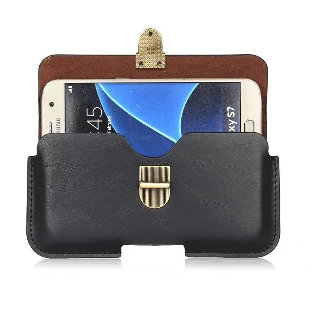 Hip Horizo​​ntal Holster General Leather Clip Cases For Iphone 15 14 13 12 11 XR XS MAX X 8 7 6 SE Galaxy Note 20 S22 S21 S23 A33 A53 A73 A74 A54 A04 A04E Phone Belt Bag Pouch