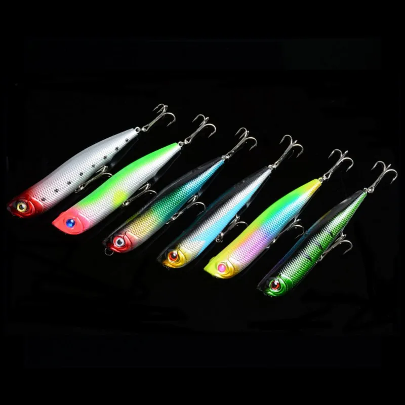 6 Färgfiske bete Fiske Lures Floatin Popper Poper Lure Hooks Bait Crankbait Fiskehandtag 15.7g 10.5cm /4.13 