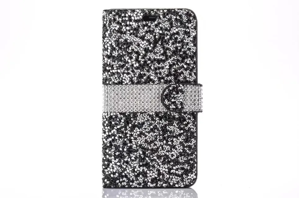 Para iphone 8 x carteira de diamante caso iphone 6 7 plus case caso bling bling cristal pu slot para cartão de couro saco de opp