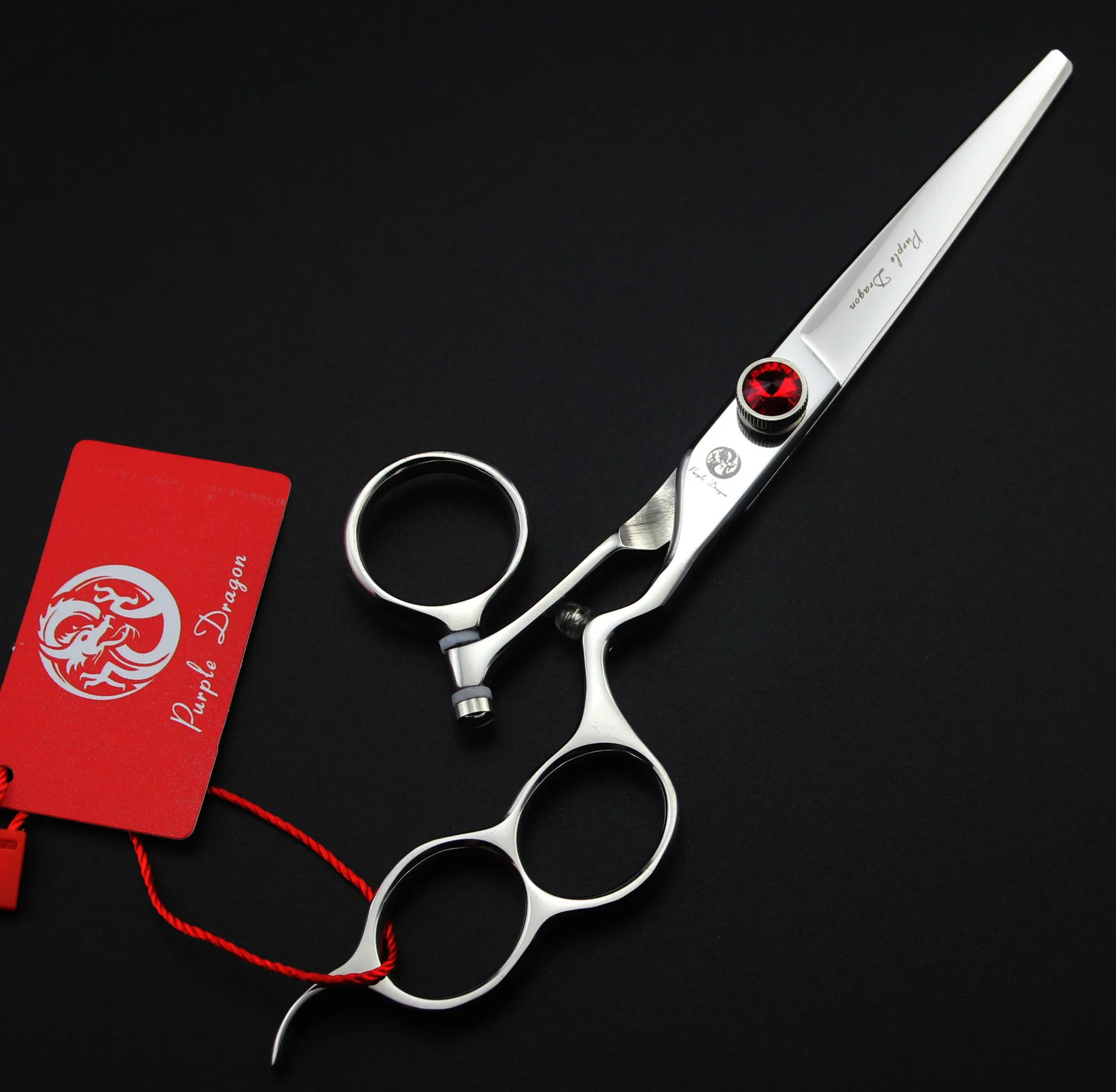 607 # 6,0 '' Brand Lila Dragon Toppkvalitet Frisör Saxar JP 440C 360 Degree Rotation Barbers Cutting Shears Hair Sax