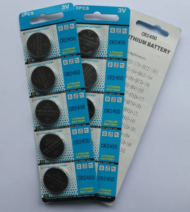 100cards per lot CR2450 3.0V lithium button cell batteries coin cells