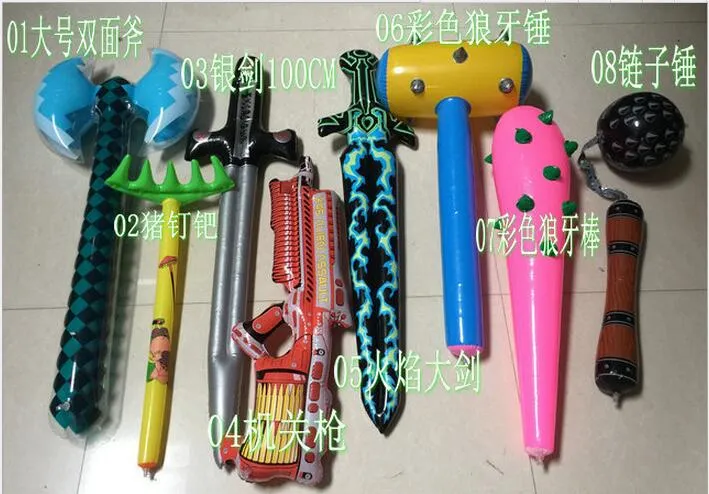 20 style various inflatable kids swords sizes 25-100cm inflatable outdoor beach swim pool toy knife Christmas toys 