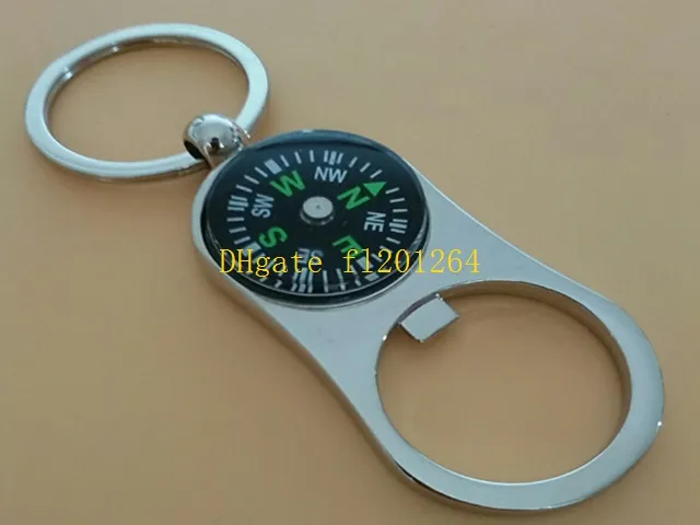 100st / DHL FedEx Gratis frakt Multifunktion Key Chain Metal Compass Bottle Opener Keychain Gifts Key Ring