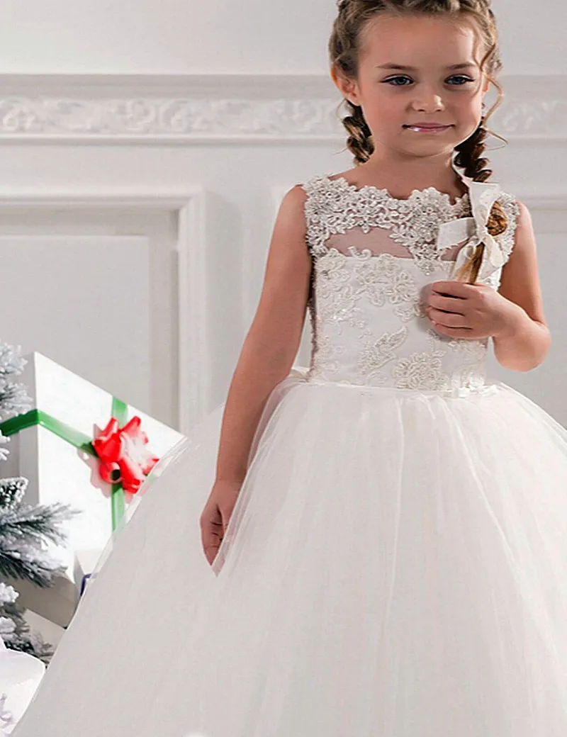 Koronkowa Baby Girl Birthday Party Boże Narodzenie Suknie Nowa Księżniczka Pagewant Dress First Communion Flower Girl Sukienki