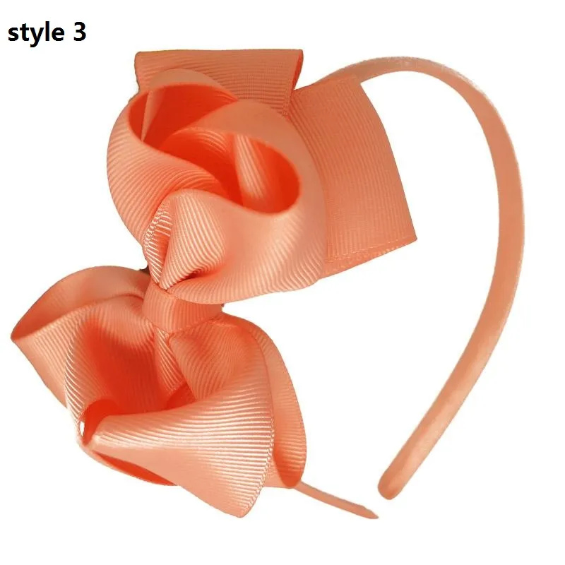 Bebek Kız Katı Hairband Grogren Kurdele Saç Yaylar İki Katmanlı Hairbow Kadın Moda Kafa Saç Aksesuarları 30 adet /