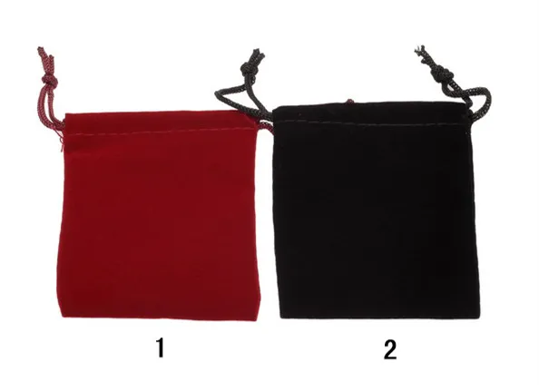 Rood of zwart VelvlevelTeen Gift Bag voor Sieraden Fluwelen Stof Trekkoord Pouch Verschillende Size Groothandel 100 stuks