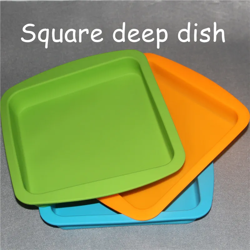 2 pezzi Scatole quadrate Silicone Deep Dish Pan Silicone Wax Container Concentrate Rigs Oil BHO vassoi profondi in silicone