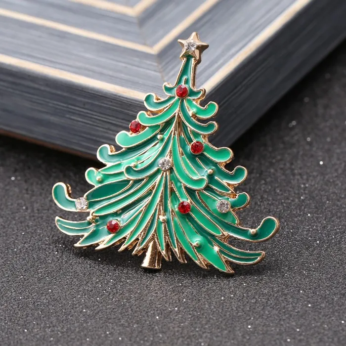 Broche en or pour arbre étoile de noël, broches en strass pour femmes, épingles pour écharpe de mariage, cadeaux de noël, de 10 pièces