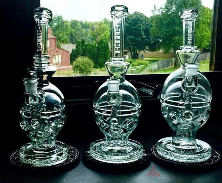 Bangs en verre de crâne épais Fab Egg Recycler Oil Rigs Pipe à eau en verre Bang à 2 fonctions avec joint de 14 mm