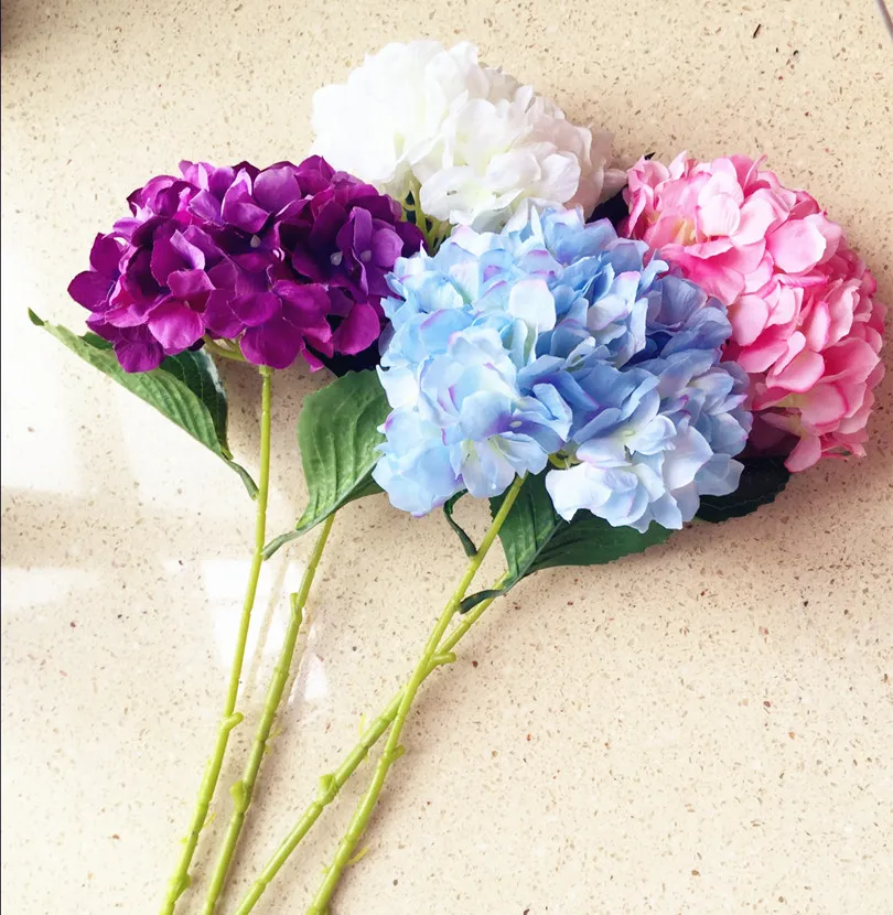 artificiell hortensia blomma falska singelhortensior för blommigt arrangemang bröllop centerpieces hem parti dekorativa blommor