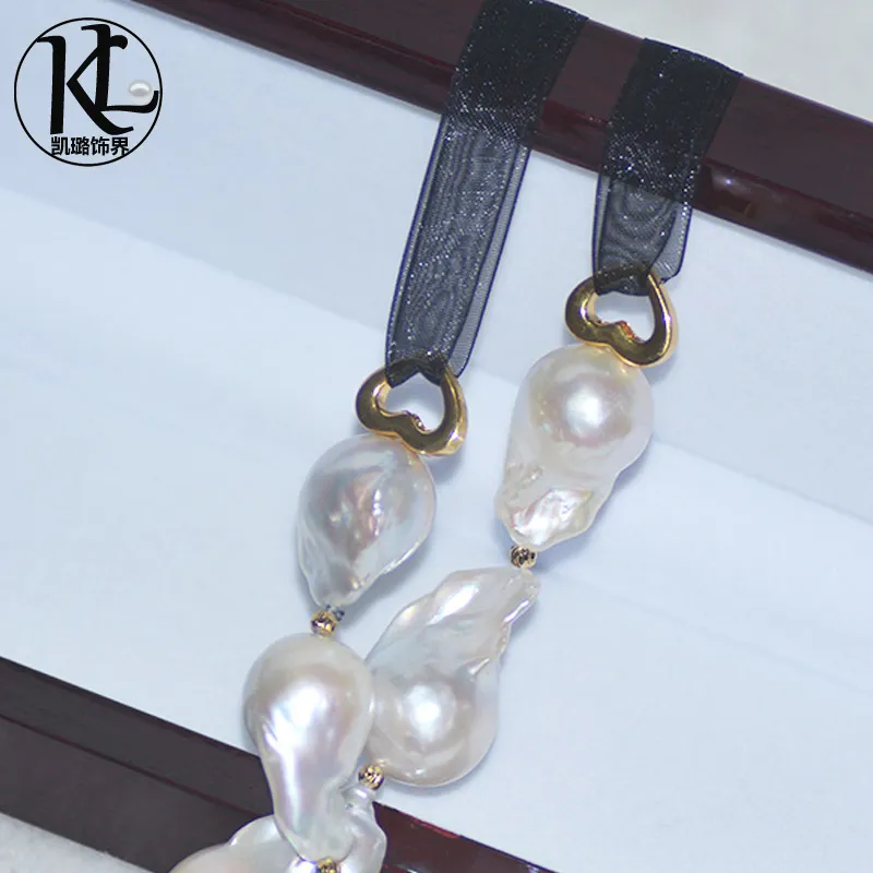 long natural freshwater pearl necklace Classic hollow out party wear decoration high quality 14-18mm baroque pearl jewelry long necklace