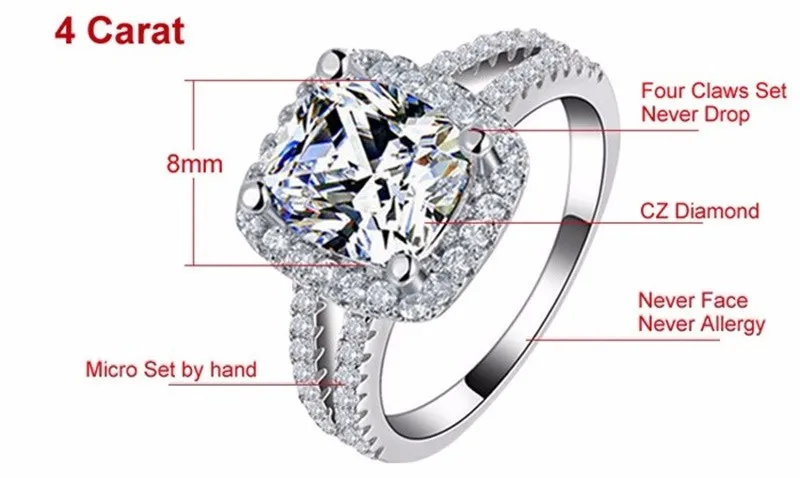 Yhamniのオリジナルファッションジュエリー925ターンシルバーの結婚指輪8mm Czダイヤモンドの婚約指輪卸売J29Hg