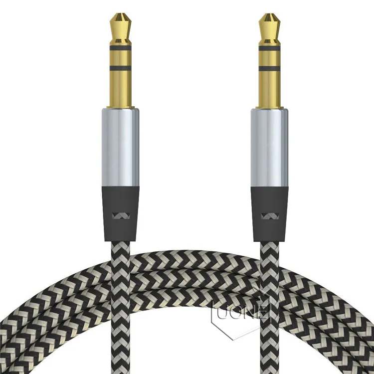 CAR O AUX Extention Cable Nylon flätad 3ft 1M Wired Auxiliary Stereo Jack 3,5 mm Manlig ledning för Andrio Mobiltelefonhögtalare6120360
