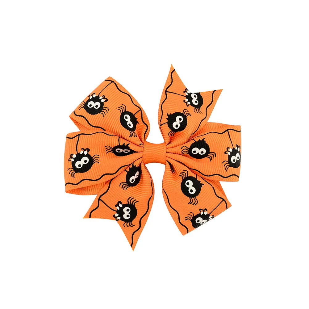 new Ghost Halloween Hair Clips Pumpkin Hairbow Hairpin Children Grosgrain Bowknot Barrettes Hair Accessories 