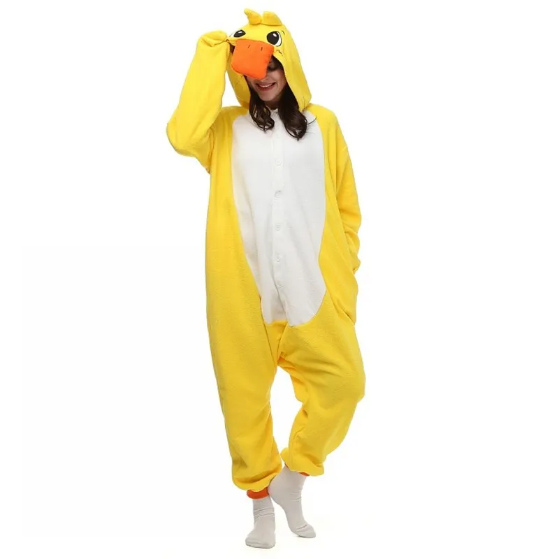 Halloween Party Costume cute Lovely Yellow Duck Onesie Pajamas Costume Unisex Adult One-piece Sleepwear Onesie Tops Party Cartoon 271Q