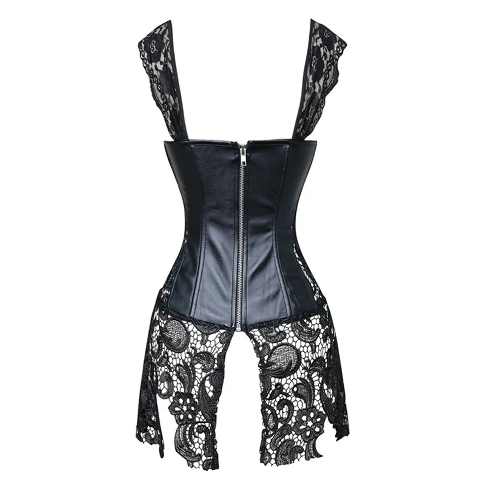 Gros-6XL Corset En Cuir Bondage Cinta Modeladora Gothique Corset Robe Corpete Gothique Vêtements Latex Corset Steampunk Vêtements 2016