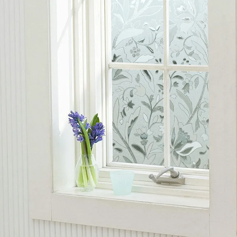 Nuovo 45 * 100 cm UV Proof Static Cling Frosted Stained Flower Glass Window Film Sticker Privacy Home Decor