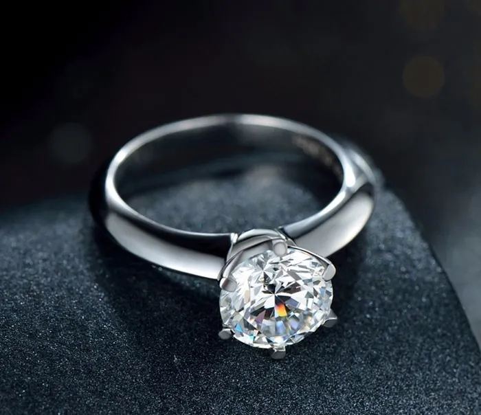 Vecalon Real 925 스털링 실버 반지 세트 1.5 캐럿 CZ 다이아몬드 실버 결혼 반지는 여성을위한 실버 파인 쥬얼리