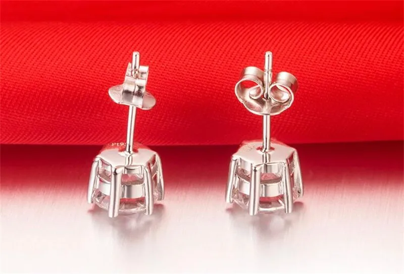 YHAMNI Original 925 boucles d'oreilles en argent Sterling 6mm 1 Carat CZ diamant boucles d'oreilles de mariage pour femmes hommes bijoux de mode ED061215286