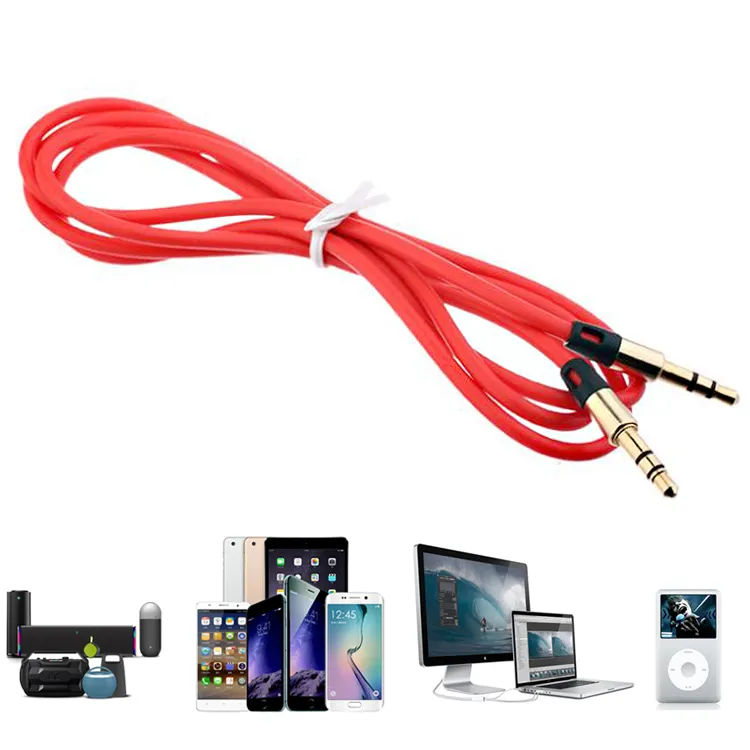 Bil AUDIO AUX EXTENTION CABLE 3FT 1M WIRED AUXILIARY STEREO 3.5mm Metal Jack Port Manlig ledning för bärbar telefon Högtalare