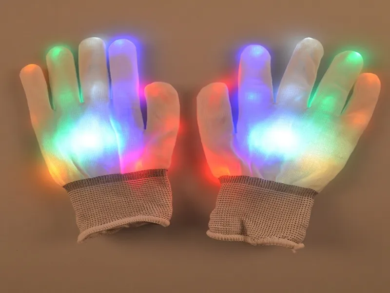 20Pairs / lot Coloful LED-handske Rave Light LED Finger Ljushandskar Ljus upphandske för Party Favor White Gloves