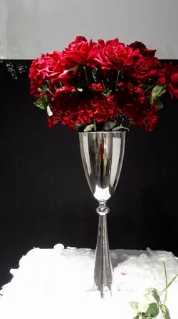 Wedding decorative metal vase trumpet flower vase with large bowl