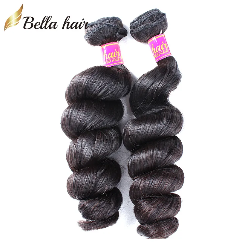 Offres de paquets de cheveux péruviens 100% extensions humaines non transformées 1 pièce couleur naturelle vague lâche tissage de trame forte 8A 8-34 pouces belle boucle