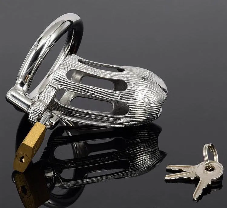 Neuestes Design, kleiner Peniskäfig für Männer, Edelstahl-Bondage-Keuschheitsgürtel, Metall-Peins-Ring-Lock-Keuschheitsgürtel, Spielzeug für Erwachsene, Sex-Produkte