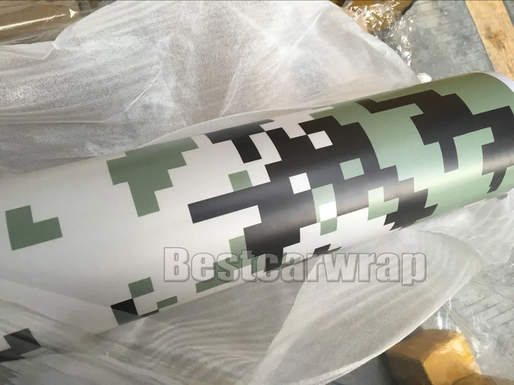 2018 Military Green Digital Camo Vinyl Car Wrap PELLICOLA Film With air bubble Free Pixel Camouflage Car Wrapping foil 1.52x10/20m/30m/Roll