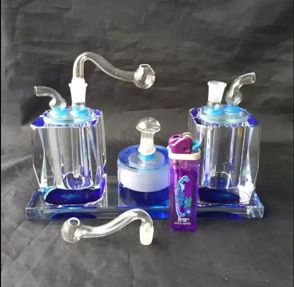 Double avec priser en cristal - pipe à fumer narguilé en verre Gongs en verre - plates-formes pétrolières bongs en verre pipe à fumer narguilé en verre - vap-vaporisateur