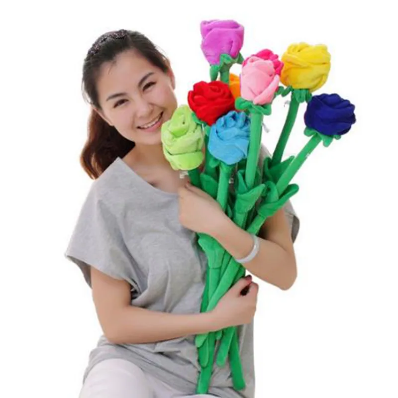 Hot Selling Plush Flower Artificial Rose Fylld Toy Cartoon Fake Flowers Curtain Buckle Party Wedding Home Decor