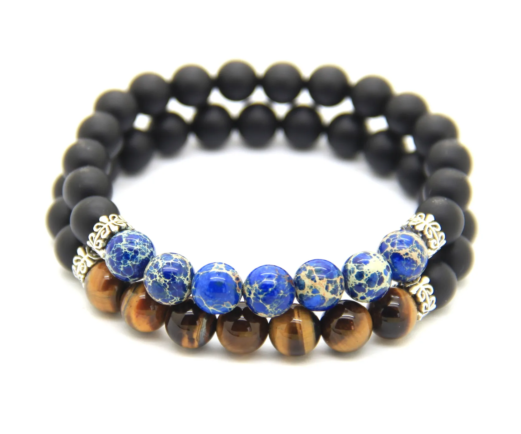 Новые мужские и женские браслеты, 8 мм высококачественный матовый агат с классическим синим моменным осадком камень и тигра глазных каменных бисеров