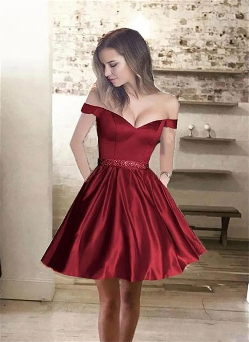 Burgundy Satin Mini Cocktail Dresses Sexy Backless Corset Short Formal Prom Party Gowns Student Homecoming dress