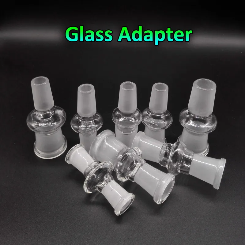 Glas Adapter Converter 10mm 14mm 18mm Hane hona till 10mm 14mm 18mm hane hona glasadapters för vattenbongar Dab Rigs Quartz Banger