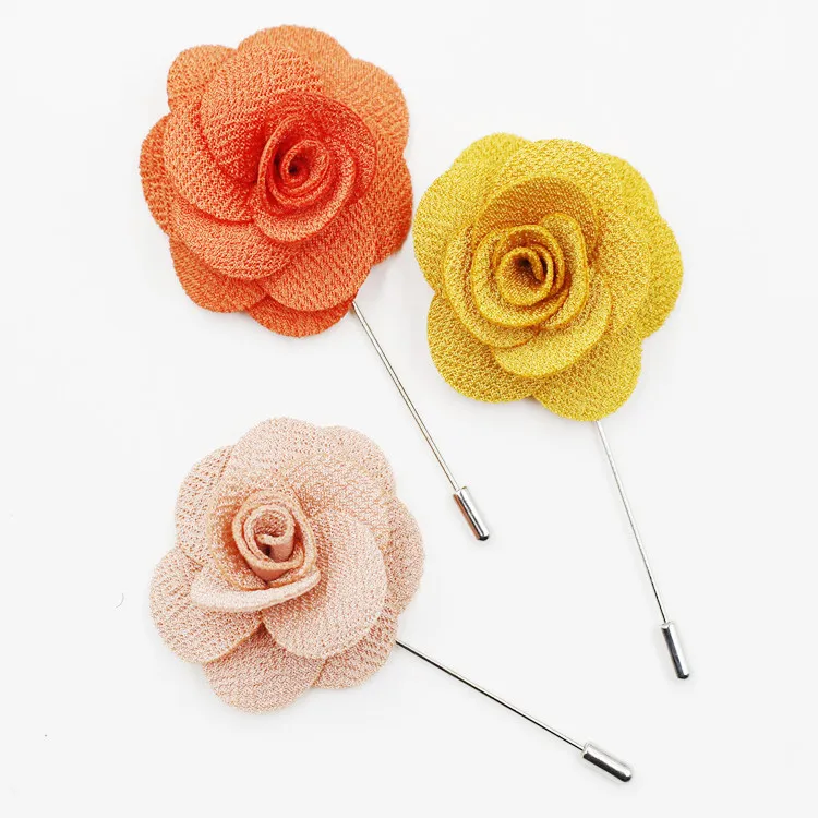 Pins Brooches Lapel Flower Mens Womens Camellia Handmade Boutonniere Stick Brooch Pin Jewelry Dress Accessories Breastpin DIY Fibula Fibule