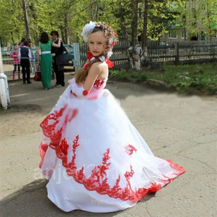 Pageant Dresses Girls Ball Gown Formal Kids Bridesmaid Princess Party Prom Dresses Embroidery Strapless Backless Floor Length Even3650142