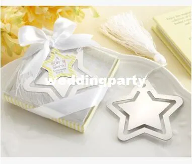 Großhandel 100 teile/los Hochzeit begünstigt geschenke „Ein Stern ist Geboren!“ Metall Lesezeichen mit Weiß-Seide Quaste