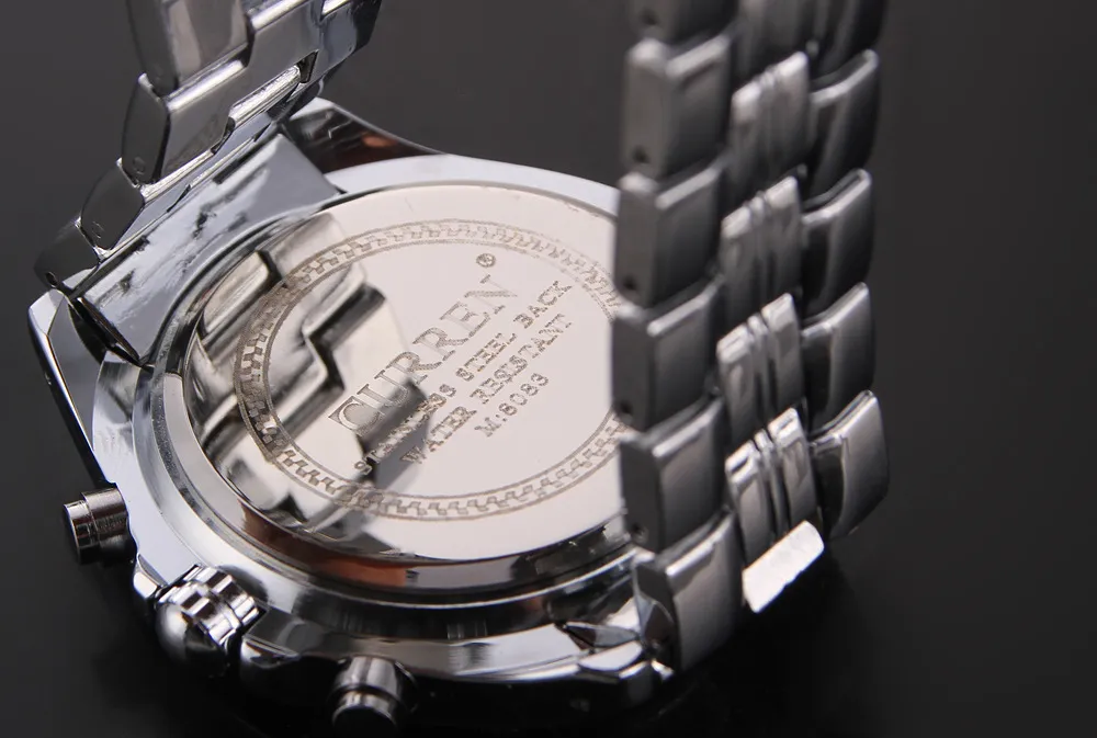 Горячая стильный Curren нержавеющей стали часы дата Япония Movt стали наручные часы новый дайвинг часы спорт стиль военные мужские часы