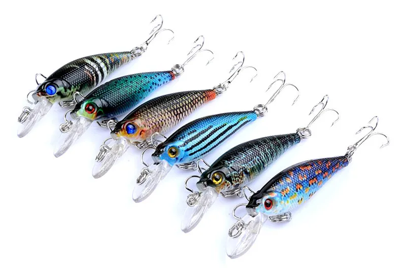 Nieuwe PS geschilderde laser wobbler minnow lokken 6,5 cm 5g zoetwater vissen crap swimbaits simulatie vis aas met haken