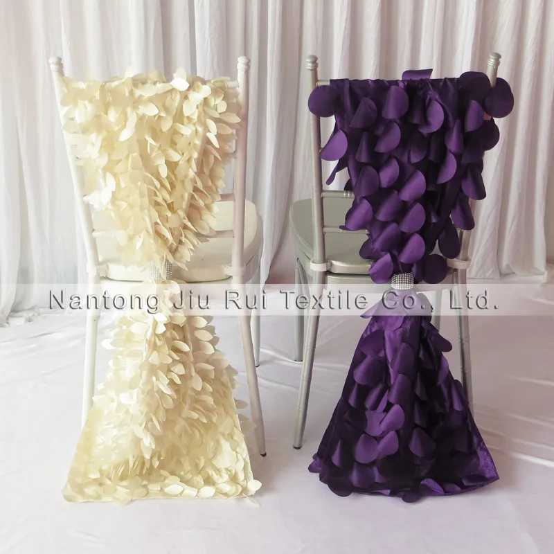 35 см * 200 см 3D Тафта Chiavari Стул Пояса 20 ШТ. Много Бесплатная Доставка Фиолетовый Вафельный Крем Форма Листа 2 Стиль Можно Выбрать
