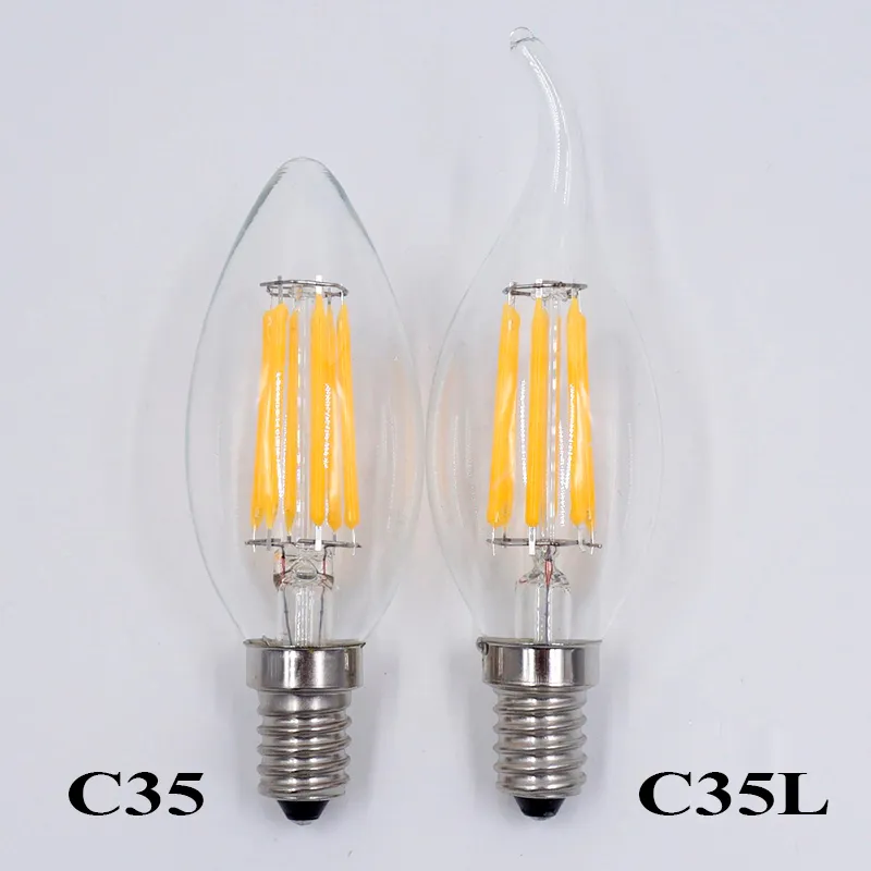 E12 E14 B22 E27 Filament LED-Kerzenglühbirne 2W 4W 6W dimmbare Glühbirnen Ersetzen von 60W Glühlampen LED SAA UL AC85-265V