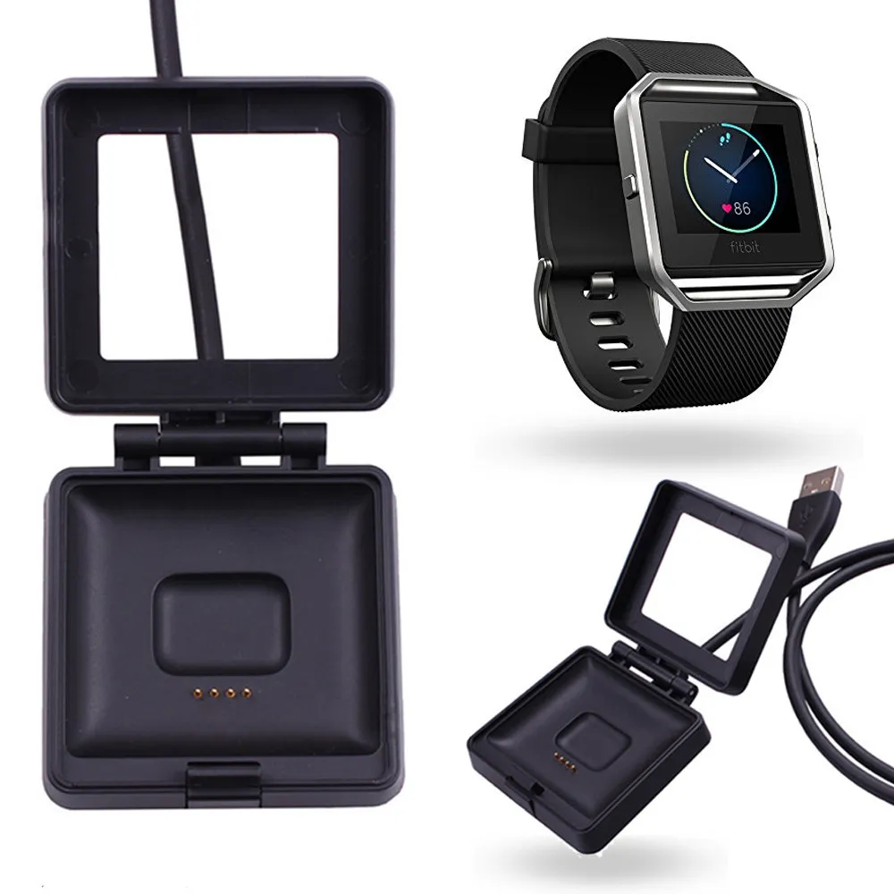 Cavo USB caricabatterie Dock di ricarica batteria 100 cm in plastica nera di alta qualità viaggi smartwatch Fitbit Blaze