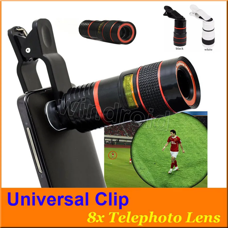 Cheapest Universal Clip 8X Magnification Zoom Mobile Phone Telescope Lens Telephoto External Smart phone Camera Lens Telescope 100pcs