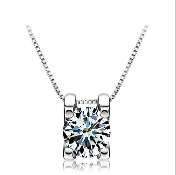 Joya de marca Sapphire Stone Cubic Zirconia Colgante 925 Collar de plata para mujeres 8913569