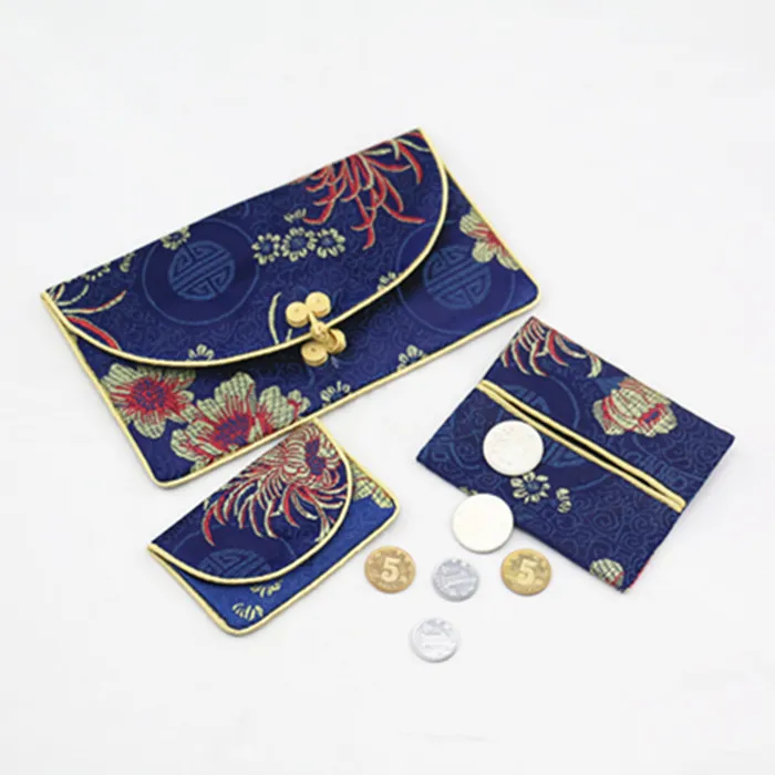 Chinês nó Brocade De Seda 3 Conjunto Pequeno Zip Sacos para o Presente de Carteira com o Saco Da Bolsa Da moeda pacote De Papel guardanapo Vintage Pulseira Colar Bolsa De Armazenamento