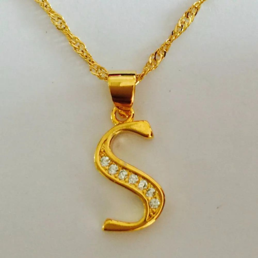 Hot fashion 26 letter charm pendant necklace women simple S necklace,lovers gift gold plated silver initial choker