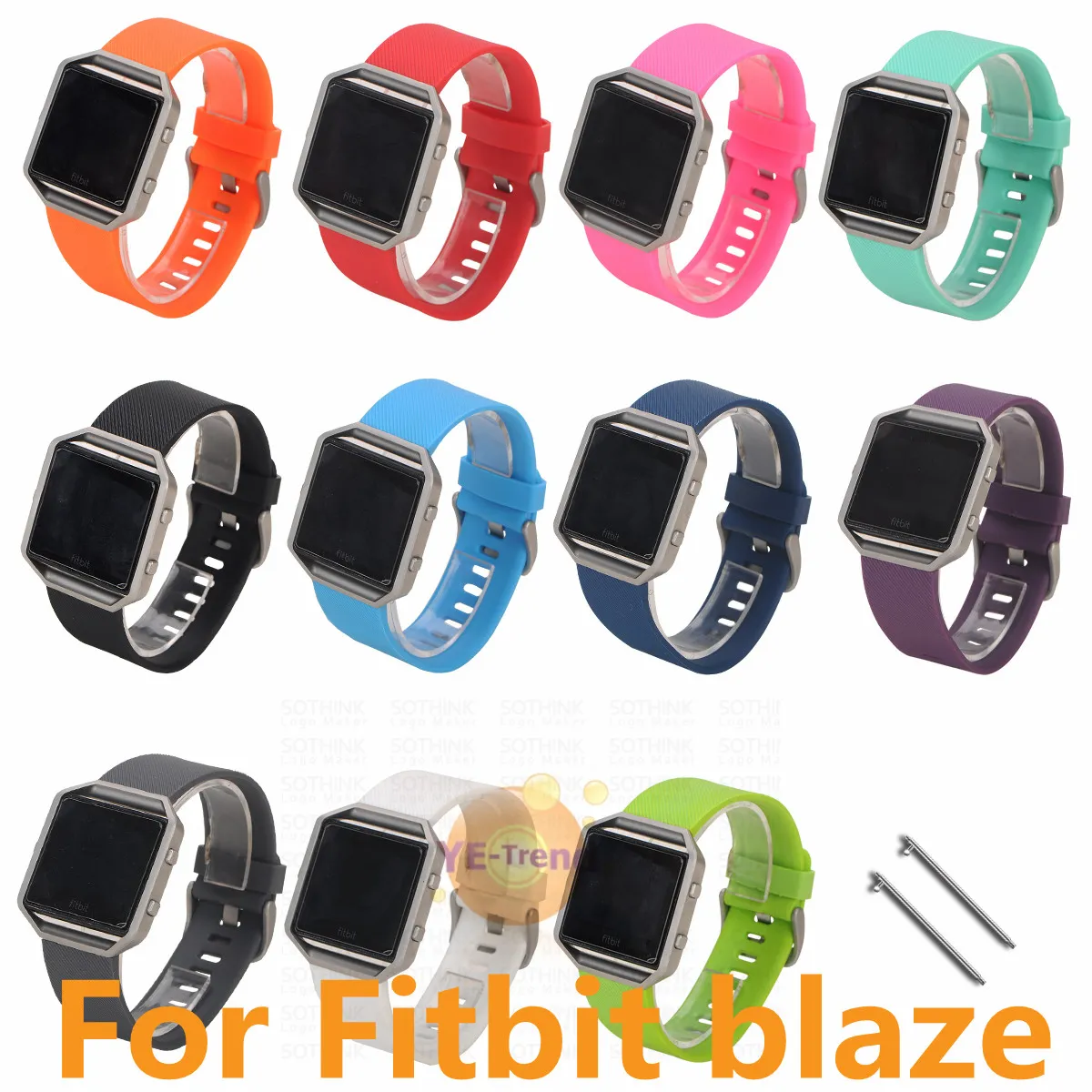 Bracelet de montre en silicone souple de remplacement pour bracelet de montre de sport Fitbit Blaze (sans tracker)