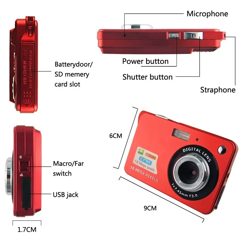 10X HD Cyfrowy aparat cyfrowy 18mp 2.7 