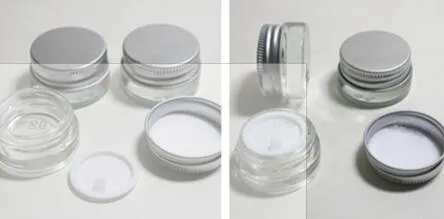 5g clear frosted glass cream jar with silver aluminum lid, 5 gram cosmetic jar,packing for sample/eye cream,5g mini glass bottle